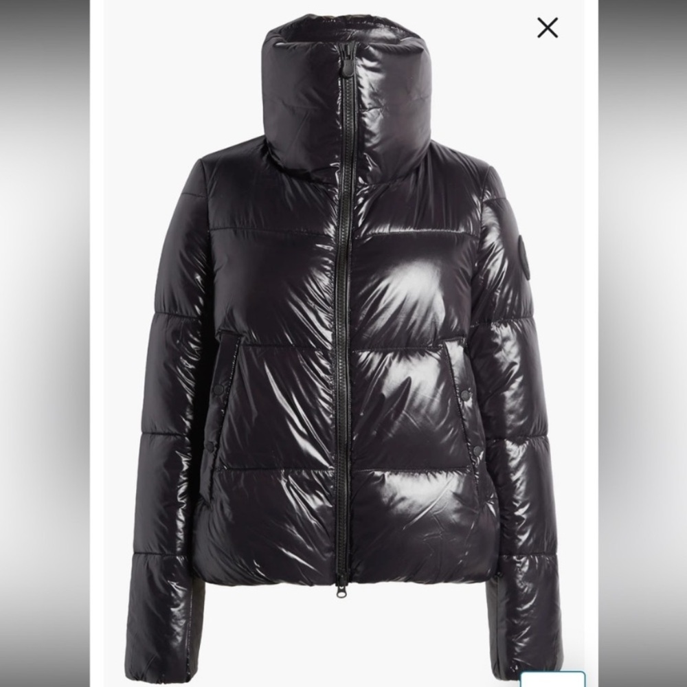 NWOT SAVE THE DUCK Isla Shiny Black Ultra Light Puffer Jacket Size 2X - Picture 2 of 16